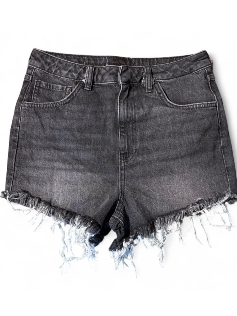 Boutique Black Distressed Denim Shorts Raw Hem Festival Boho NWOT